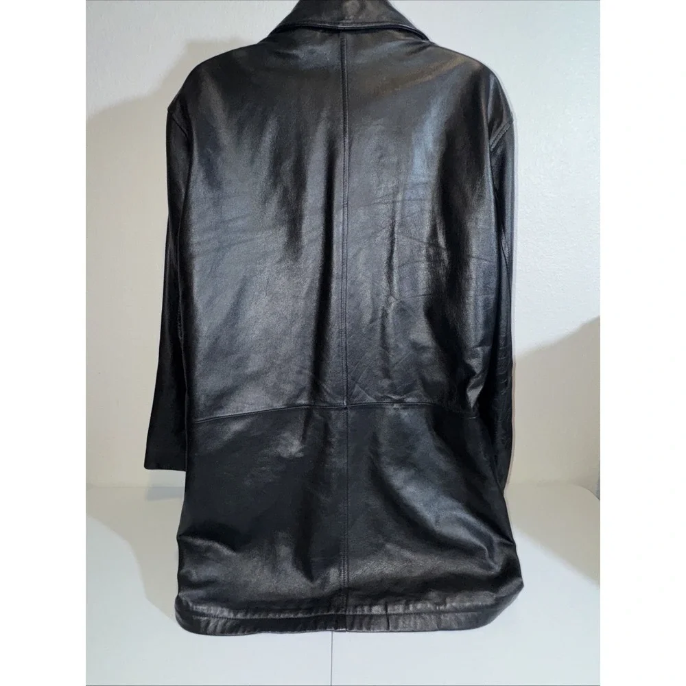 Vintage M.Julian Wilson's Men's Black Leather Blade Trench Coat Size XLT Jacket